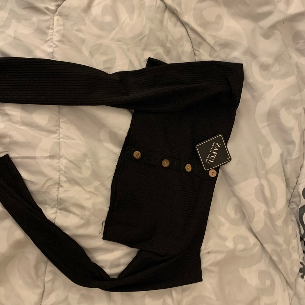 Zaful forever young long sleeve crop top